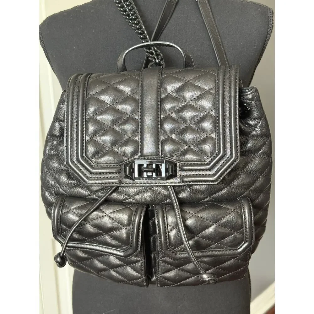 Rebecca Minkoff Love Quilted Backpack adjustable chain/leather straps | GUC